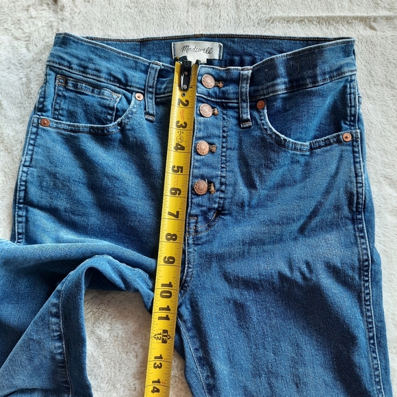 Madewell Blue Jeans Sz 28  10” High Rise Skinny  Button Fly 94% Cotton Stretch - Picture 8 of 13